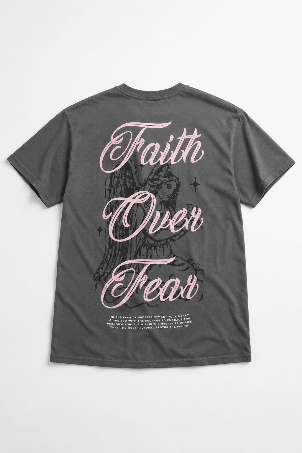 Camisa De Manga Corta Faith Over Fear - Carbón