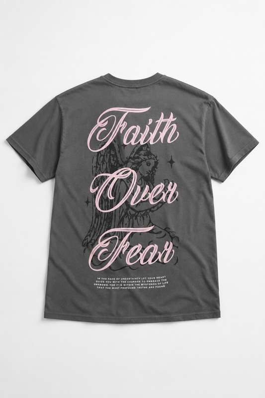 Camisa De Manga Corta Faith Over Fear - Carbón